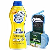 Bar_Keeper_Friend Soft Cleanser (26 oz) & Non-Abrasive + 2 Dual-Sided Non-Scratch Scrubbing Sponge | Multipurpose Cleaning Kit for Kitchen, Cookware & Stainless Steel | ULTIMATE CLEANING KIT