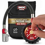 SKÖG Dual-Needle Tire Pressure Gauge 100 PSI | Leak-Free RatchetSeal Patented Quick-Connect | Cars, Trucks, Motorcycles, Bicycles | Battery Free