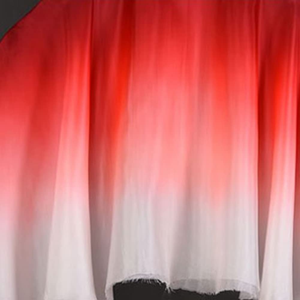 Velos de Abanico Doble de Medio Círculo Rojo Seda para Danza Folclórica Mujer 1 Par