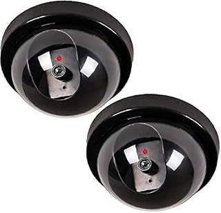 2 Pack Dummy Fake Security CCTV Dome Camera with Flashing Red LED Light