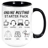 Working From Home Coffee Mug - Online Meeting Starter Pack, Funny Work Unique Gift Mugs for Man or...