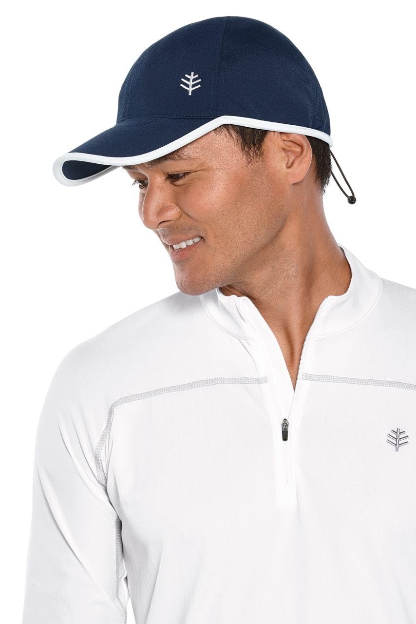 Coolibar UPF 50+ Men's Women's Wave Rider Sport Cap - Sun Protective (Small/Medium- Navy)