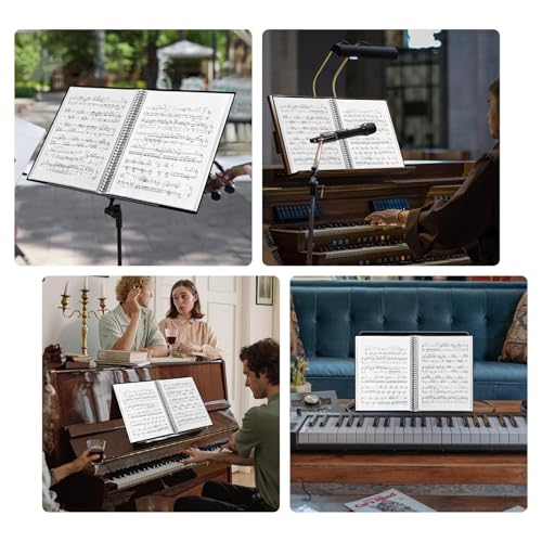 Image of 50 Pockets Portfolio Binder with Plastic Sleeves, Presentation Book Display 100 Pages File Folder for Artwork, Sheet Music, Document, Diamond Painting (50 Pockets-Musical Note)