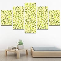 SIGNWIN 5 Panel Canvas Wall Art Modern Art Decorative Elements Fun Illustrations Leaves Multicolor Patterns for Home Decorations Ready to Hang - 60