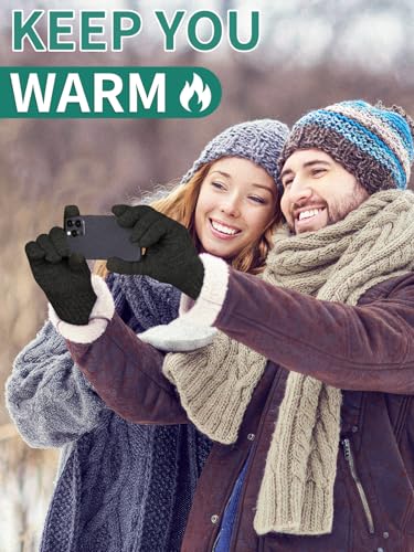 SELBATON Handschuhe Winter für Damen und Herren mit Wolle Verzweigung Strick Elastisch Touchscreen Winterhandschuhee für Kaltes Wetter zum Laufen zum Skifahren Fahren