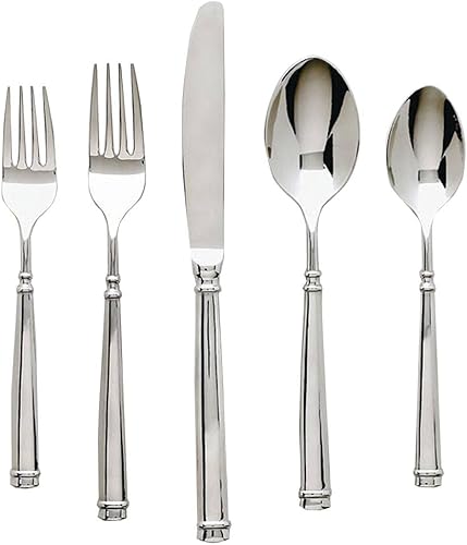 Ginkgo International Naples, servicio de cubiertos para 6 cubiertos de acero inoxidable, juego de 30 piezas, color plateado