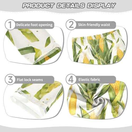 Corn Cobs Beautiful Exotic Watercolor Kids Girl's Athletic Leggings Comfortable Full Length Sweatpants Gym3