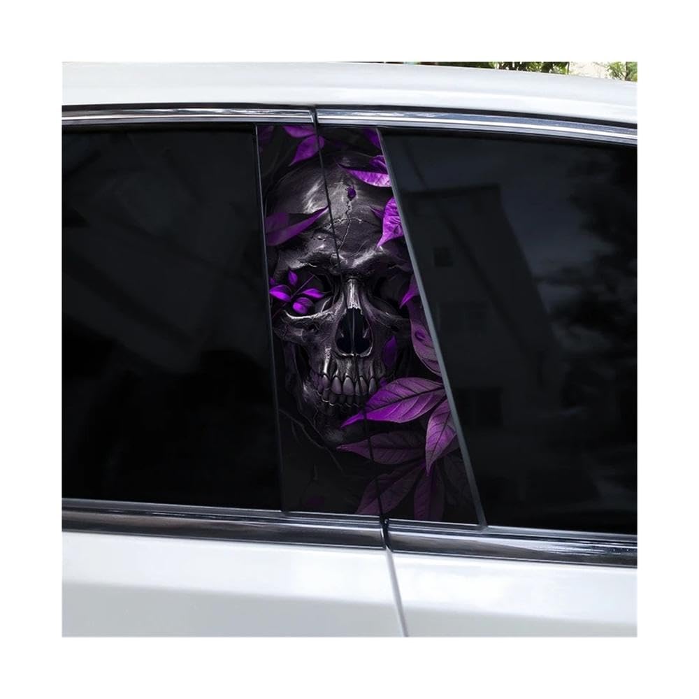 Bertdcx G 2Pcs Smokin Skull Car B Pillar Waterproof Decal Diy Car Door Pillar Vinyl Sticker Auto Parts(G)