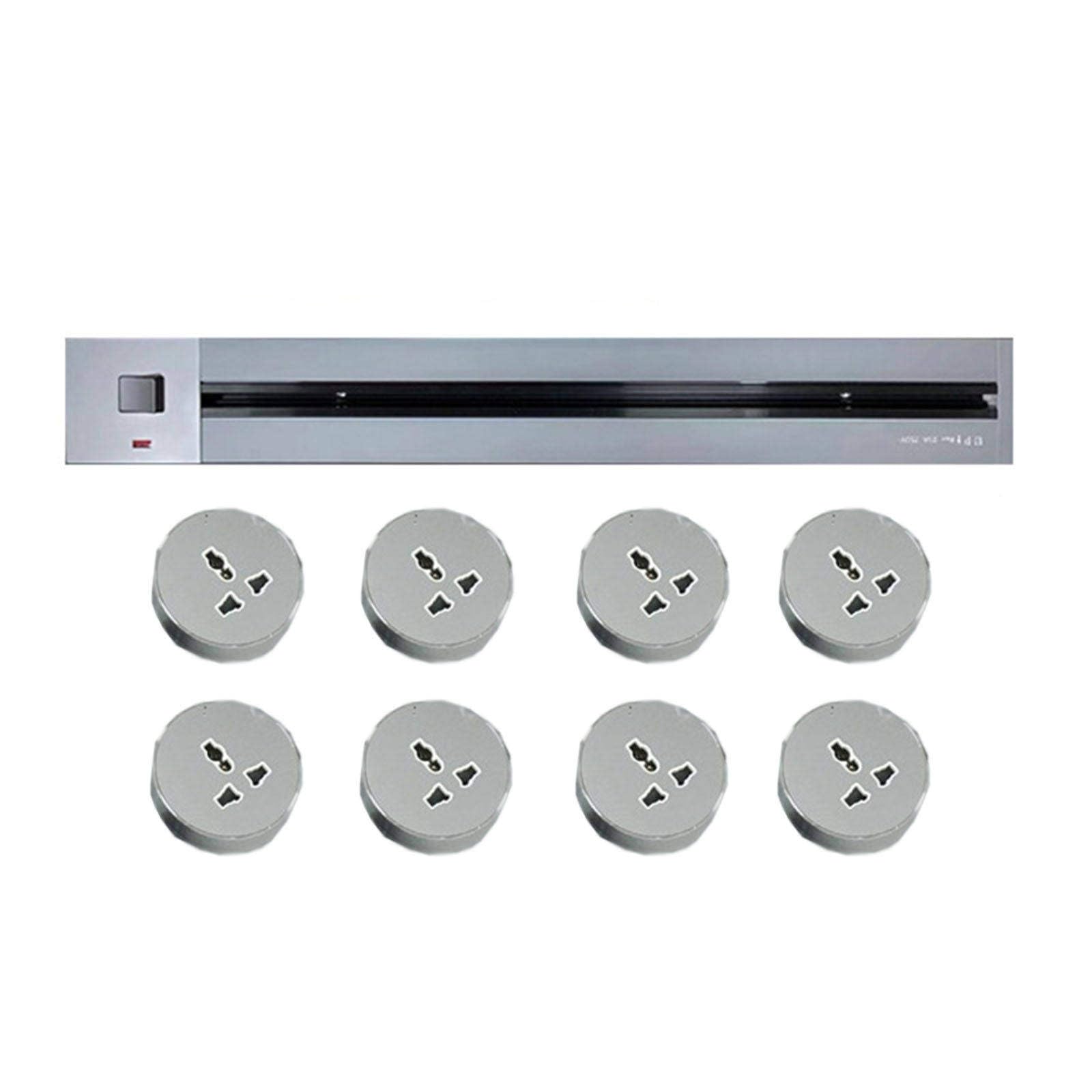 Power Strips Track Power Socket, Aluminum Alloy Kitchen, Wall Extension Slide Rail, Suitable for Mobile(Gray,80CM)