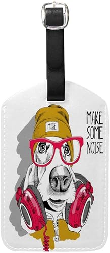 Guitong Travel Luggage Tag Baggage Tag Backpack Label Suitcase Travel Identifier Smart Leather Basset Hound Dog travel business girls boys family