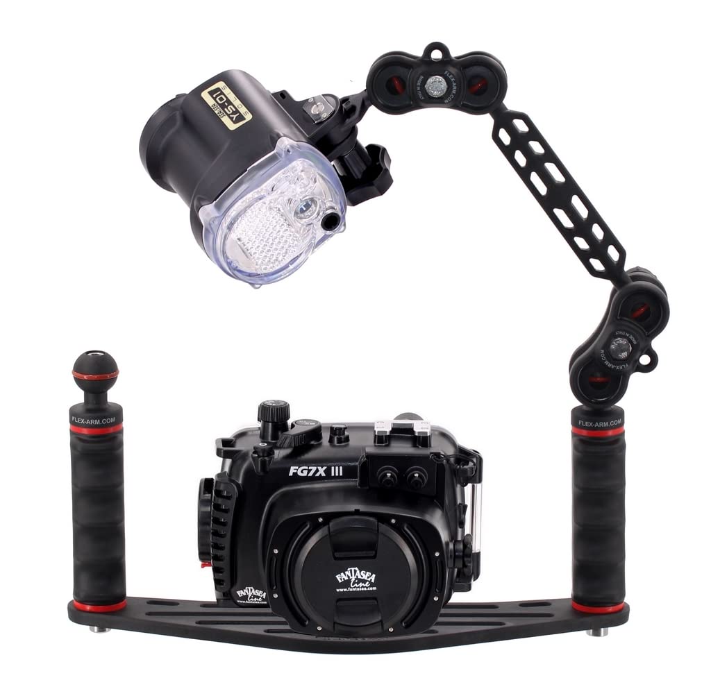 Pletina para Carcasas Submarinas con Doble Puño Bola 25 mm y Brazo Solo 18 cm y Terminación Ys Fotografía Submarina de Buceo FLEX-ARM ST20212