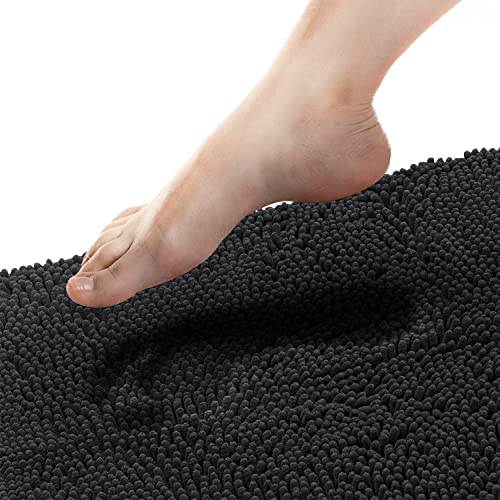 Tafts Tapete de baño de espuma viscoelástica extragruesa, microfibra de felpilla ultrasuave, altamente absorbente, lavable a máquina, tapetes de baño peludos para baño, antideslizante, 27 x 47
