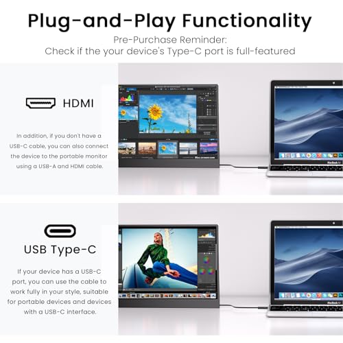 Image of Portable Monitor, 14-inch, 1920x1200P, Ideal for Travel | Built-in dual speakers | Compatible with laptop and desktop gaming, plug-and-play | Lightweight and compact | Easy to carry