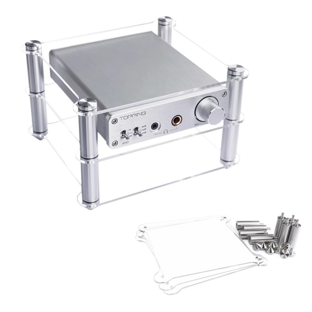 Akrylowy mini stojak HiFi stojak audio z 2 warstwami na nośniki AV, przezroczysta półka biurkowa na urządzenia strumieniowe, odtwarzacze CD i konsole do gier