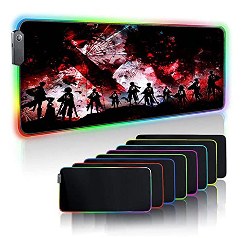 JJYGEDG Gaming Mouse Pads RGB Attack On Titan Gaming Mousepad Led Game Accessories Computer Keyboard Carpet Pad Notebook Gamer Desk Mat (I) 700X300mm