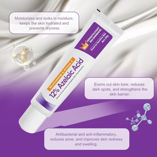 12%-Azelaiksaure-Serum 2 Stück, 20g für Empfindliche Haut, Pickel- und Rötungshymi, enthalten 1 Massagestab