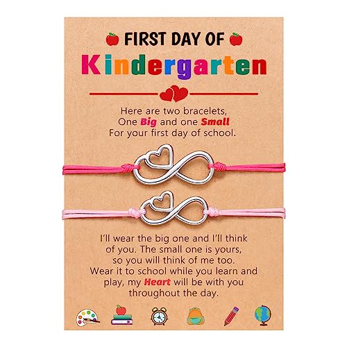 Big&Small Infinity Heart Mother Daughter Bracelets Back to School Bracelet Mommy and Me First Day of School Bracelet for Daughter Girls