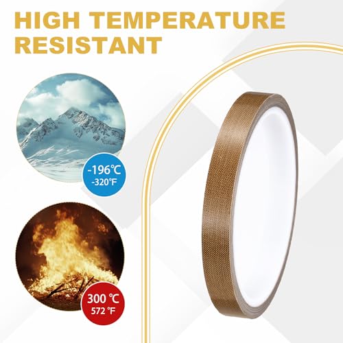 Image of PATIKIL High Temperature PTFE Tape 3 /8 Inch x 33 Feet, PTFE Coated Fiberglass Adhesive Tape for Vacuum Sealer Machines Hand-Impulse Sealers Insulation, Brown