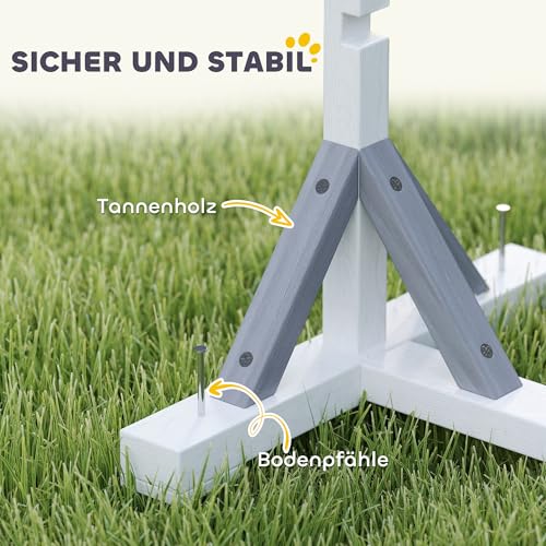 PawHut Agility Set Hunde 4-teiliges Agility-Ausrüstung für Hundetraining Steckhürdenset mit höhenverstellbar Hürden Reifen Trainingszubehör Koordinationstraining Agilityset für Spiele Training