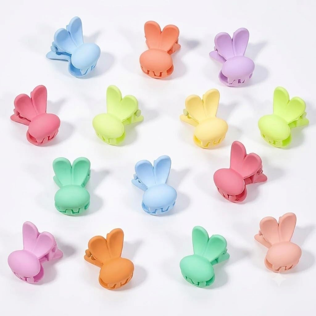 14pcs mini hair clips matte small rabbit bunny ear claw clips for women girls and kids | strong hold non slip hair clutcher pack | colorful pastel cute hair accessories set-image-15