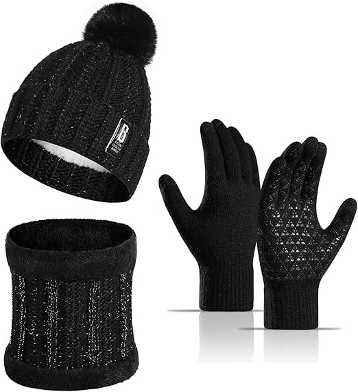 Winter Knit Beanie Cap Hat Neck Warmer Scarf and Woolen Gloves Set Skull Cap for Men Women/winter cap-image-14