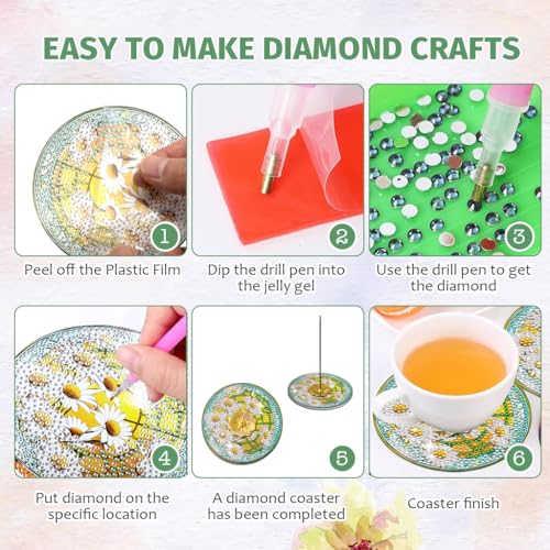 Image of HASTHIP 2 in 1 DIY Diamond Painting Kit Incense Tray Coasters Kits, 3D Diamond Art Kit Ashtray Incense Stick Holder with Pack, Pick Up Tool & Dispensing Tray Home Decor Gifts for Diwali Puja Room