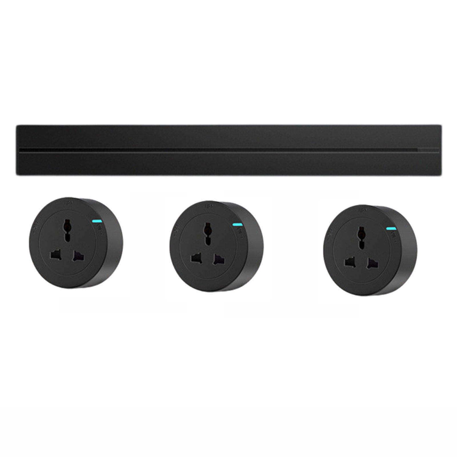 Power Strips Powerful and Safe Track Socket - 8000W Capacity with Waterproof, Anti-Leakage Design. Fashionable Aluminum(Black,50cm)