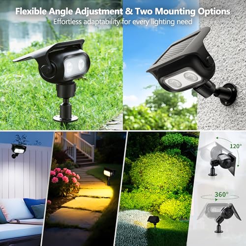Image of Brizled Solar Powered Spotlight Color Outdoor Spot Light Landscape Lighting | 360 Rotation Head; 9 Color & 11 Mode; IP65 Waterproof; Adjustable Height; Stake or Wall Mounted for Yard Tree Garden Pathway