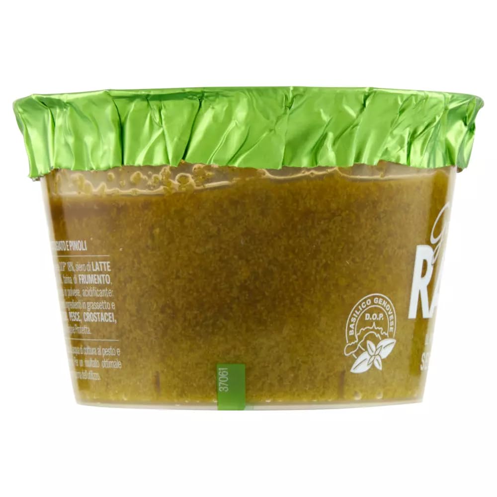Giovanni Rana Pesto al Basilico Genovese DOP Senza Aglio, salsa de pesto fresca, albahaca genovesa, pesto DOP sin ajo, 140 g + llavero Beni Culinari gratuito