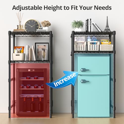 Image of Hodonas Mini Fridge Stand with Storage, Black, 26.58 inchWx 20.28 inchD x 52.36 inchH