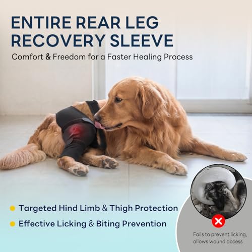 Image of Dog Sleeve for Rear Legs to Stop Licking, Upgraded Surgical Recovery Sleeve for Hind Back Leg Wound,TPLO, ACL Surgery, Light Comfortable Cone Alternative, Left, XS