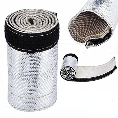 Yuecoom - 600x106mm Bouclier thermique en tissu de fibre de verre, gaine de tuyau en fil isolé tuyau aluminisé et tuyau argenté protection de fil barrière gaine thermique gris blanc - -3%