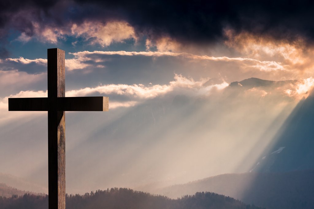 Amazon.com: Wooden Cross Crucifix on a Dramatic Colorful Sunset