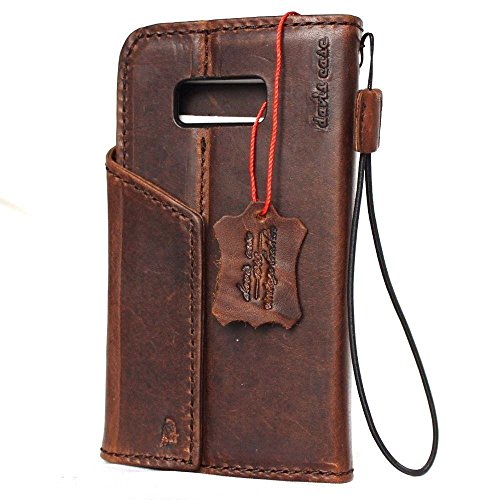 Genuine Natural Leather Case for Samsung Galaxy S8 Book Wallet Luxury Magnetic Closure 3D Cover S Handmade Cards Slots Retro Id s 8 Brown Slim Daviscase