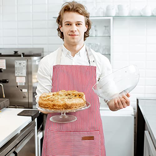 Handepo 4 Pieces Cooking Kitchen Aprons Unisex Soft Chef Kitchen Aprons With Pockets Cotton Polyester Blend Adjustable Bib Aprons For Women Men, Crafting Bbq, Black, Blue, Pink, Grey Stripes #TOP4
