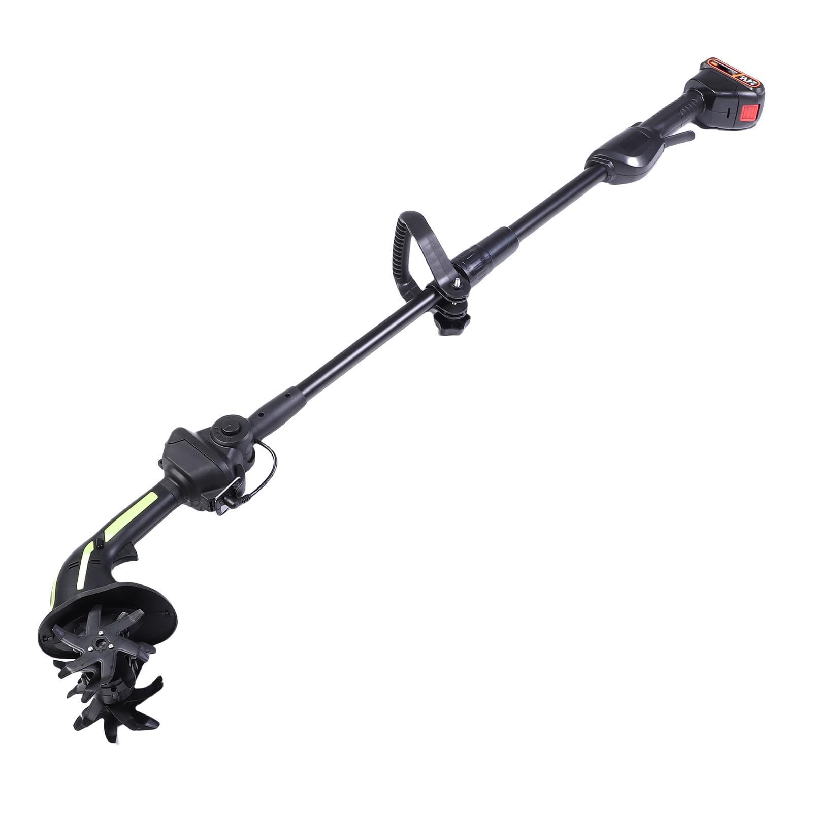 Motozappa a Batteria, Lame in ABS di Alta qualità, Acciaio 65Mn, velocità 235 Giri/min, 2 Batterie da 1500 mAh. (Spina europea)