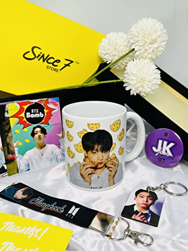 SINCE 7 STORE JK Gift box for Fans, INCLUDES 5 products: Pack of 18 Lomocards, 1 Mug, 1 Keychain, 1 Keychain Lanyard & 1 badge/Perfect for Gifting
