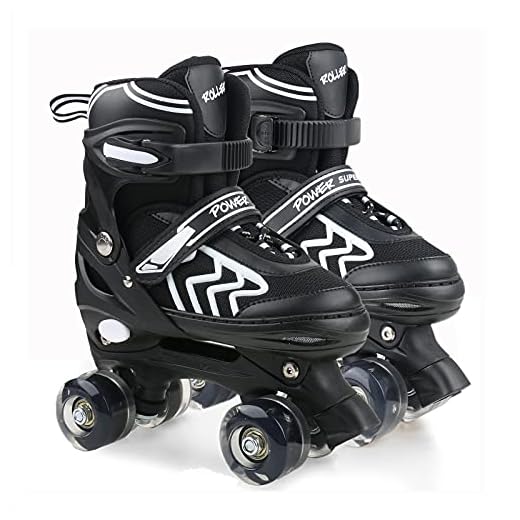 Patins infantis para meninos e meninas, mulheres e homens, patins quadriciclos ajustáveis de 4 tamanhos para jovens e adultos tamanho médio