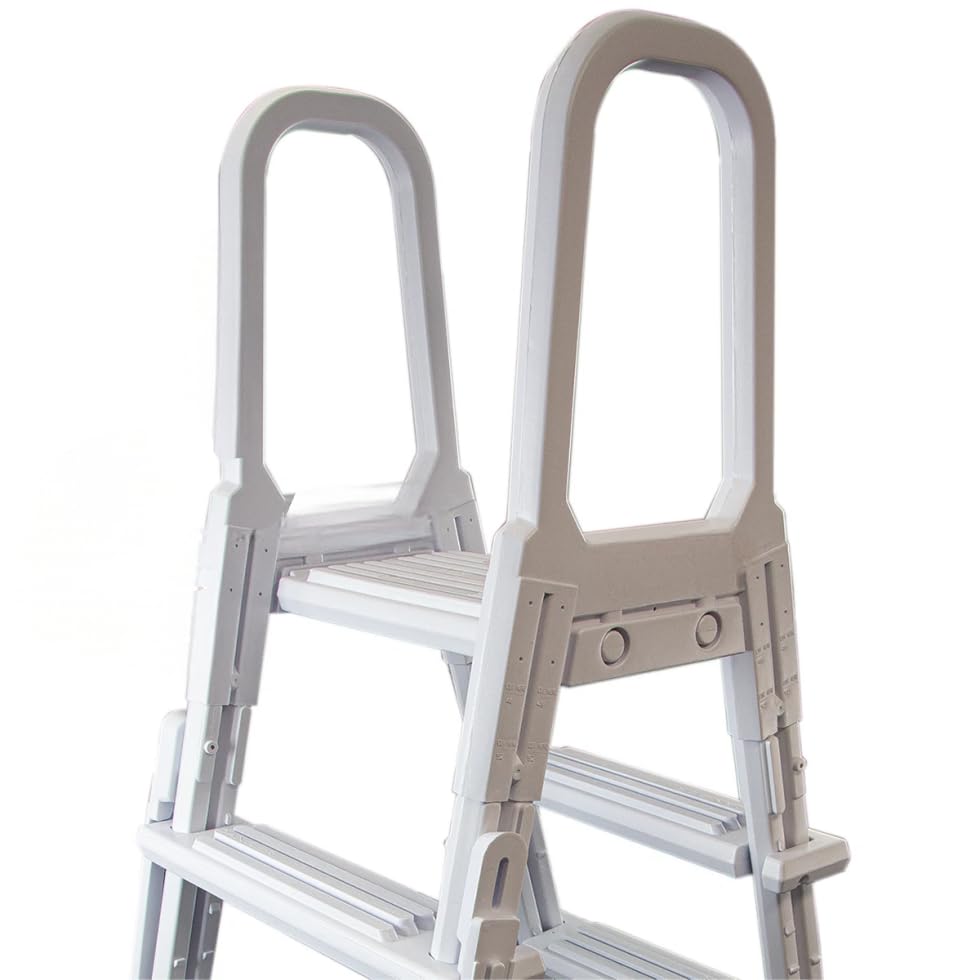 Escalera para piscina con marco en A, blanco, 250 lbs miniatura 3