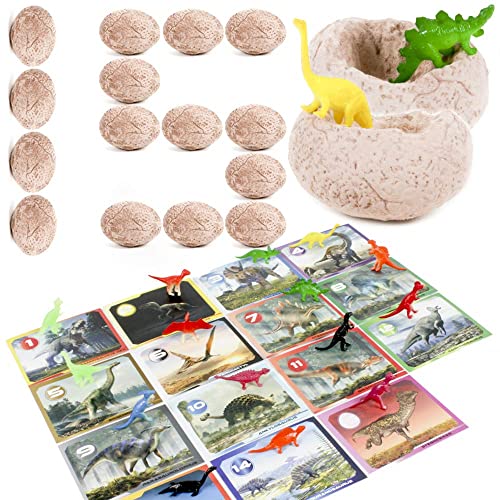 DinoMax Dinosaur Eggs for Kids - Educational Dig Kit with 15 Eggs, Dinosaur Toys, Learning Cards and Dino Egg Excavation Tools - Science Gifts for Boys & Girls