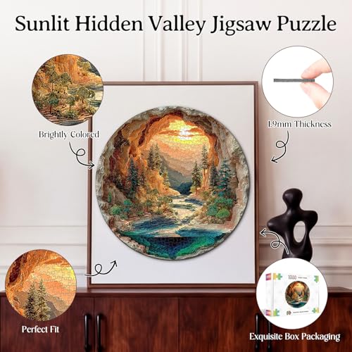 Rompecabezas KAAYEE para adultos, 1000 piezas, tema Bosque y Sol, circular, cartón, 26,6 pulgadas, difícil y desafiante, decoración para pared y hogar, regalo miniatura 2