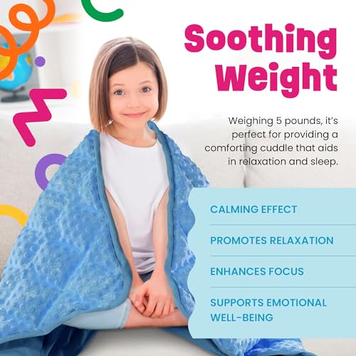 5lb Child's Weighted Blanket - Kids Weighted Blanket 5 Pounds (36" x 48") - Cute Dotted Texture Sensory Blanket - 5 lbs Weight Blanket for Kids Ages 4 to 7 - Machine Washable, Travel Friendly (Blue) - Image 5