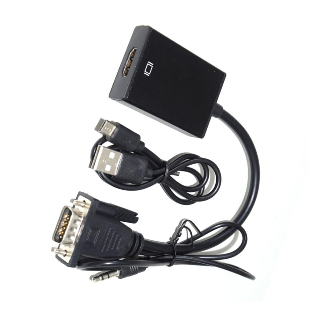 HOMSFOU to Adapter Converter with Audio Cable Resolution Power Cable Compatible with Pc Laptop Projector and Black