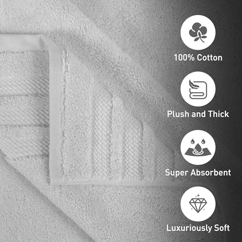 Image of MYTRIDENT Finesse 3 Piece Towel Set (1 Pc Bath Towel, 1 Pc Hand Towel, 1 Pc Face Towel), 625 GSM, Zero-Twist, Luxuriously Soft, 100% Cotton, Grey
