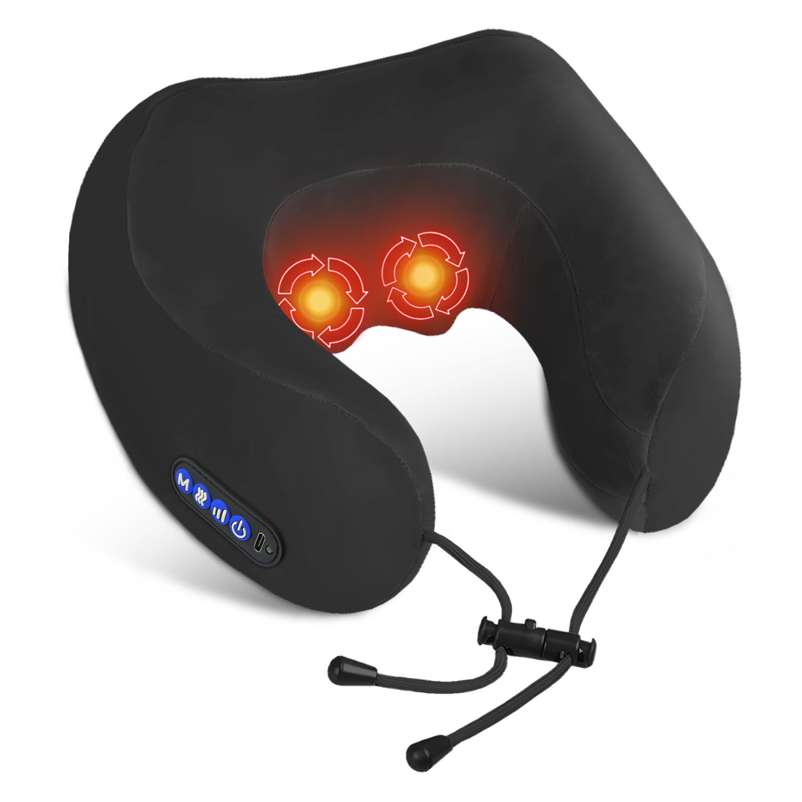 Elektrisches Nackenmassagegerät mit Wärmefunktion, Kabellos USB Wiederaufladbar Massagekissen, Ergonomisches Nacken Schultermassagegerät zur Linderung von Verspannungen, Ideal für Zuhause Büro Auto