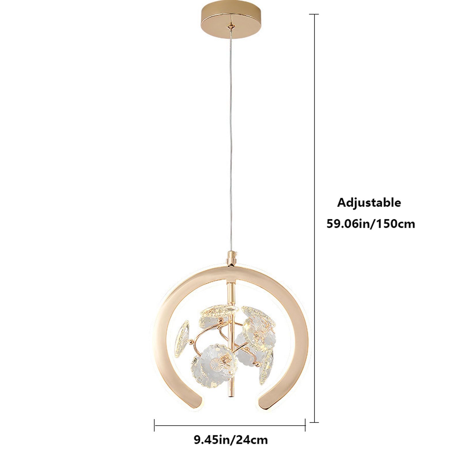 Lampadario a sospensione di lusso in cristallo, piccolo, circolare, in metallo dorato, a LED dimmerabile, adatto per camere da letto e bar.