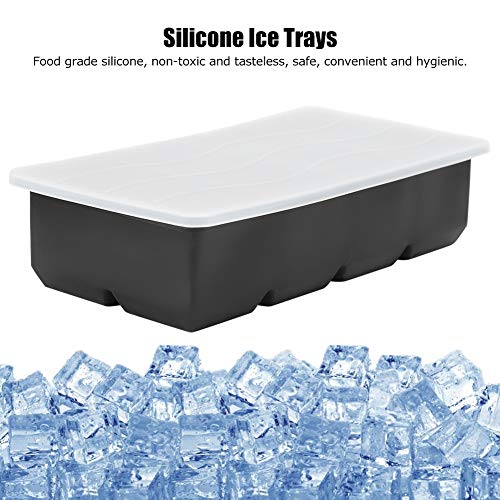Acessórios de cozinha Bandejas flexíveis de silicone com tampa Molde de cubos de gelo, Bandejas de g