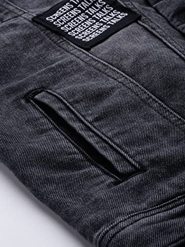 Image of The Indian Garage Co Men Black Slim Fit Solid Denim Trucker Jacket