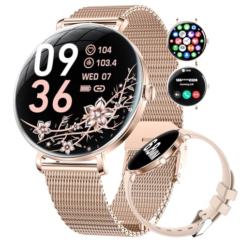 LIGE Reloj Inteligente Mujer, 1.43' AMOLED Smartwatch con Llamadas, 24/7 Pulsómetro SpO2, Monitor Sueño, IP68 Impermeable, 2 Correas, Pulsera Actividad 100+ Modos Deportivos para Android iOS
