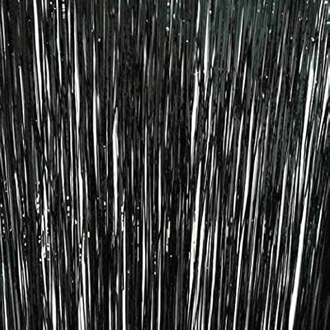 Inflate Decorate 2pcs 3ft X 8.3ft Rose Gold Metallic Tinsel Curtains Aluminum Foil Flow Silk Curtain Background Streamer Birthday Party Wedding Holiday Backdrop Decoration (Black) Cover